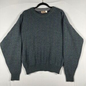 Vtg 90s Y2K Jantzen Knit Sweater Men's L Green Maroon Striped‎ Electric Grandpa